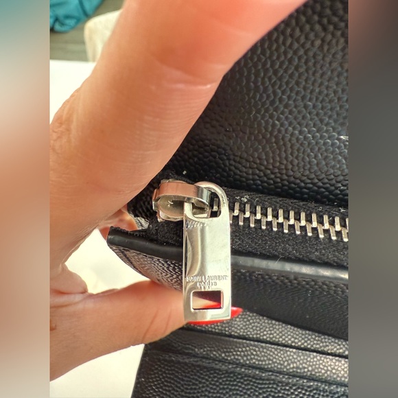 Saint Laurent * YSL Silver* Grain de Poudre Monogram Compact Tri-Fold Wallet - Picture 14 of 16